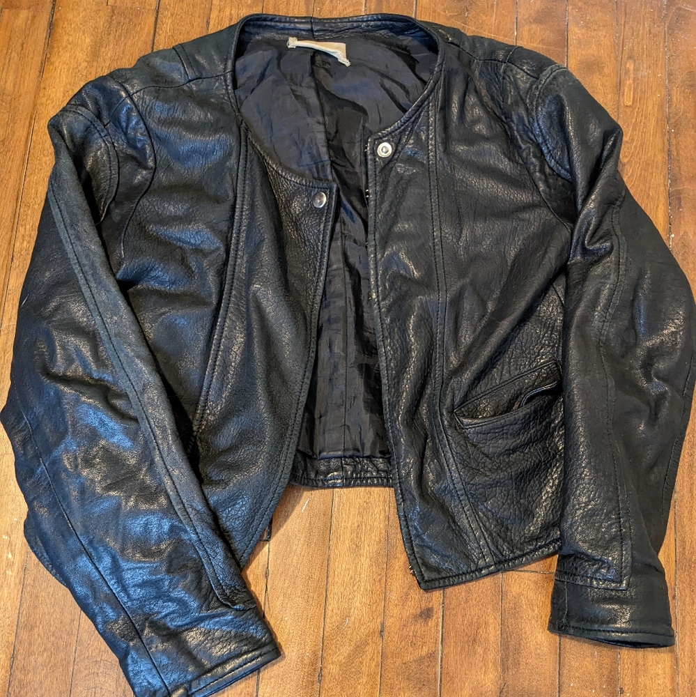ba&sh Black Leather Jacket